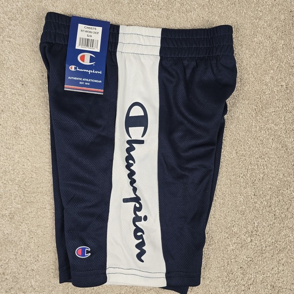 Champion‎ Boys Heritage Script Mesh Basketball Shorts Navy & White - Size 5/6 - Picture 1 of 5
